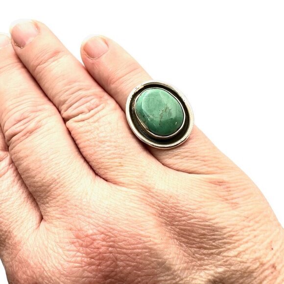 Vintage Native American Womens Mens Ring Sterling Silver Turquoise Size 6 - Picture 3 of 7